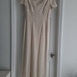Neiman Marcus Ivory Lace Maxi Dress